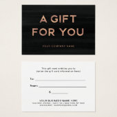 あなたに贈り物 |バラ金ゴールドブラックギフト証明書 (正面&裏面)