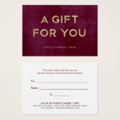 あなたに贈り物 |ブルゴーニュ金ゴールドギフト券 (正面&裏面)