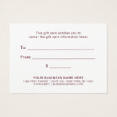 あなたに贈り物 |ブルゴーニュ金ゴールドギフト券 (裏面)