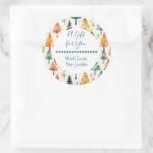 あなたに贈り物 | 水彩松の木クリスマス ラウンドシール (バッグ)