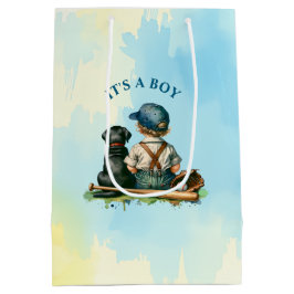 あなたに贈り物 | 野球をテーマにした赤ちゃんシャワー ミディアムペーパーバッグ