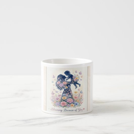あなたのおかげで花開く 母と子の花のシルエット エスプレッソカップ (正面)