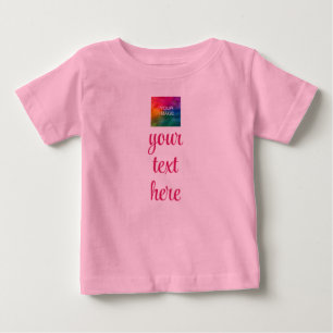あなたのお写真をアップロード テキストを追加 おしゃれなテンプレート ピンク ベビーTシャツ