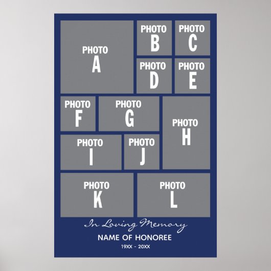 あなたのお写真を使った大きなメモリアルフォトコラージュ ポスター (正面)