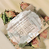 あなたのお写真 ローズゴールド ダマスク フローラル ウェディング 招待状