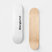 あなたのお名前をスタイリッシュに刻んだソリッドホワイトスケートボード スケートボード (正面)