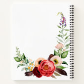 あなたのお名前を添えた、素朴なボヘミアンフラワーの水彩画 ノートブック (裏面)