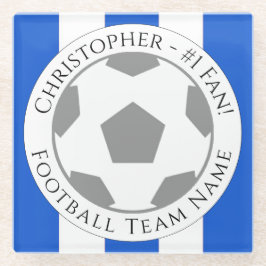 あなたのお名前＋サッカーチーム名のグラスコースター ガラスコースター