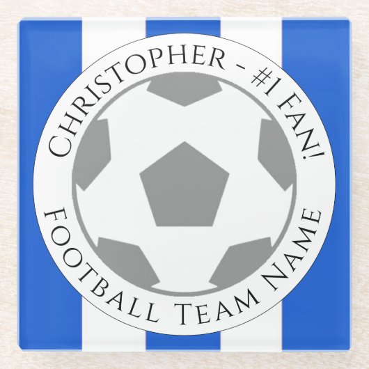 あなたのお名前＋サッカーチーム名のグラスコースター ガラスコースター (正面)