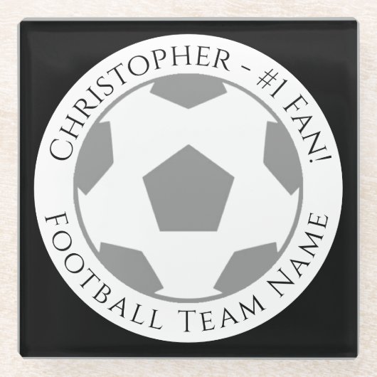 あなたのお名前＋サッカーチーム名のグラスコースター ガラスコースター (正面)