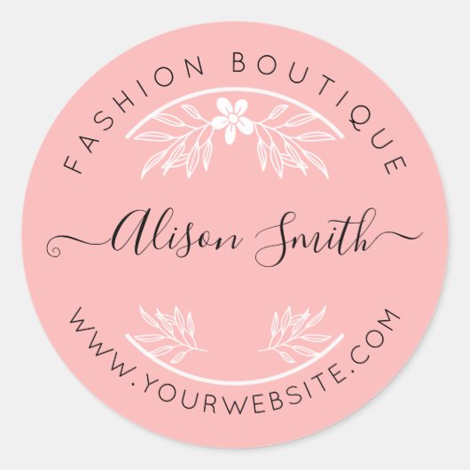 あなたのお店のための繊細なピンクのステッカー ラウンドシール (正面)