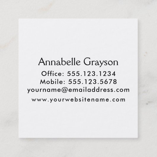 あなたのお気に入りのなイメージを加えそして背部を個人化して下さい スクエア名刺 (裏面)