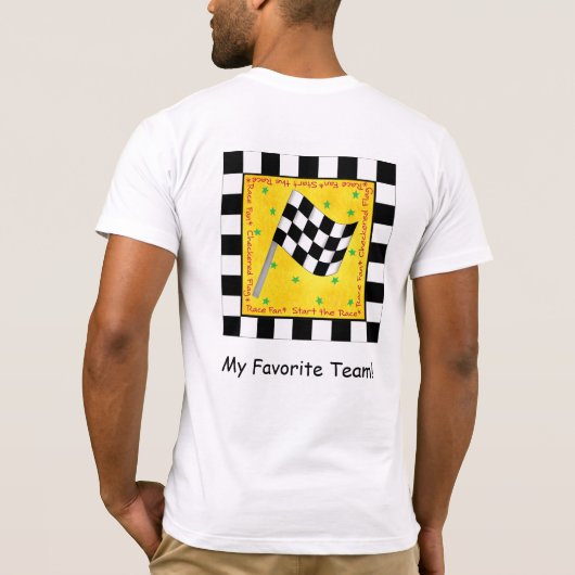 あなたのお気に入りのな競争のチームチェック模様の旗のカスタム Tシャツ (裏面)