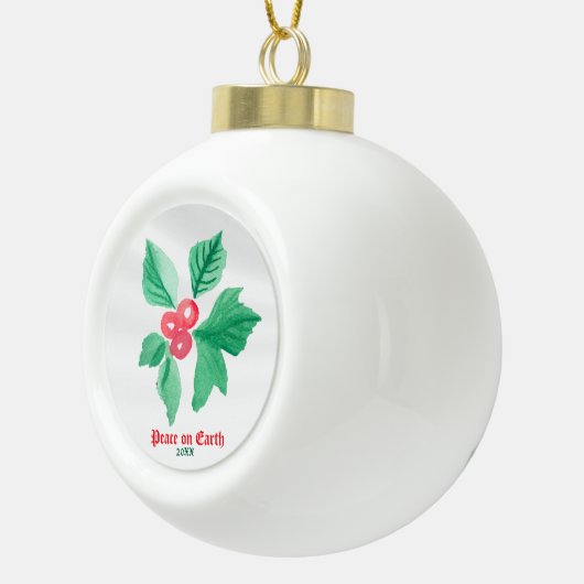 あなたのお気に入りのアイコンパーソナライズされたクリスマスホリー セラミックボールオーナメント (右)