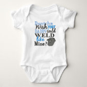 あなたのお父さんが鉱山のワイシャツのように溶接できることを望まないで下さい ベビーボディスーツ (正面)