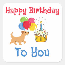あなたのお誕生日おめでとう 可愛い犬 ステッカー