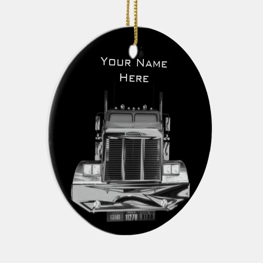 あなたのここの名前の-カスタムなバックミラーのトラック セラミックオーナメント (右)