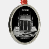 あなたのここの名前の-カスタムなバックミラーのトラック メタルオーナメント (右)