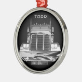 あなたのここの名前の-カスタムなバックミラーのトラック メタルオーナメント (左)