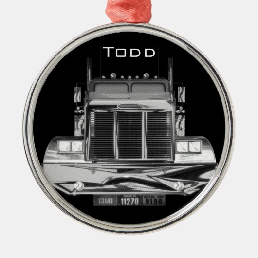 あなたのここの名前の-カスタムなバックミラーのトラック メタルオーナメント (正面)