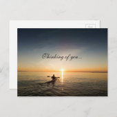あなたのことを思いながら、水平線に沈む夕日 海のポストカード ポストカード (正面/裏面)