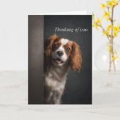 あなたのことを想うキャバリア・キング・チャールズ・スパニエル カード (黄色い花)
