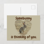 あなたのことを想う かわいいウサギ 寂しい 友情 ポストカード (正面/裏面)