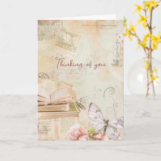 あなたのことを想う 夢のあるビンテージスタイル カード (黄色い花)