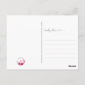 あなたのことを想って ピンクの遊び心のあるピンクの鳥 花 ポストカード (裏面)