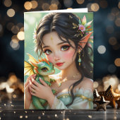 あなたのことを考えてる Pretty Elven Fairy & Dragon カード