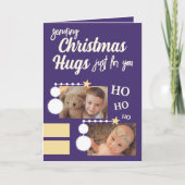 あなたのためだけにクリスマスハグの写真紫色の白 シーズンカード (正面)
