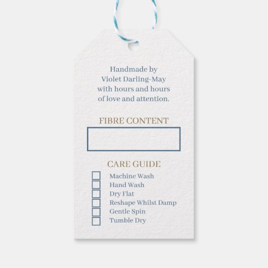 あなたのためだけに手作り – 編み物とクロシェ ギフトタグ (裏面)