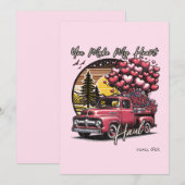 あなたのために愛の気持ちを運ぶビンテージトラックのバレンタインデー シーズンカード (正面/裏面)