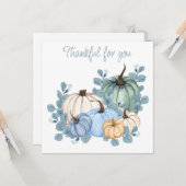 あなたのために感謝する青い離れカボチャ感謝祭 カード (正面/裏面インサイチュ)