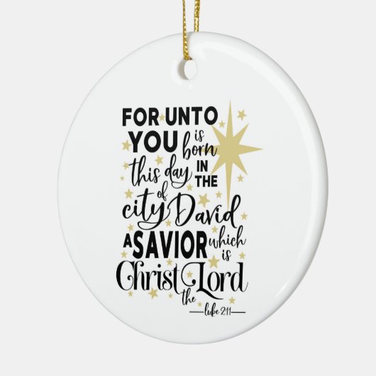 あなたのために生まれこの日の金ゴールドクリスマス セラミックオーナメント (左)