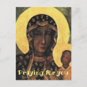 あなたのために祈っています カトリックの祈り 黒いマドンナのアイコン ポストカード (正面)