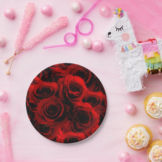 あなたのためのえんじ色のバラ ペーパープレート (パーティー)