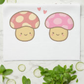 あなたのための私のハートのかわいいきのこ甘いしゃれ キッチンタオル (折り畳み)