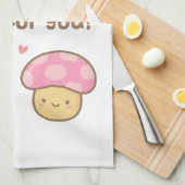 あなたのための私のハートのかわいいきのこ甘いしゃれ キッチンタオル (四つ折り)