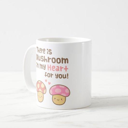 あなたのための私のハートのかわいいきのこ甘いしゃれ コーヒーマグカップ (正面左)