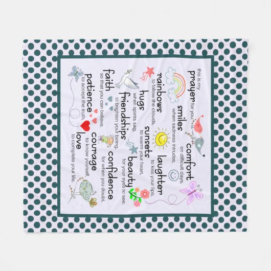 あなたのための私の祈りの言葉詩 フリースブランケット (正面(横))