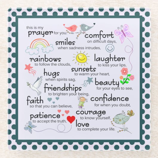 あなたのための私の祈りの言葉 ガラスコースター (正面)