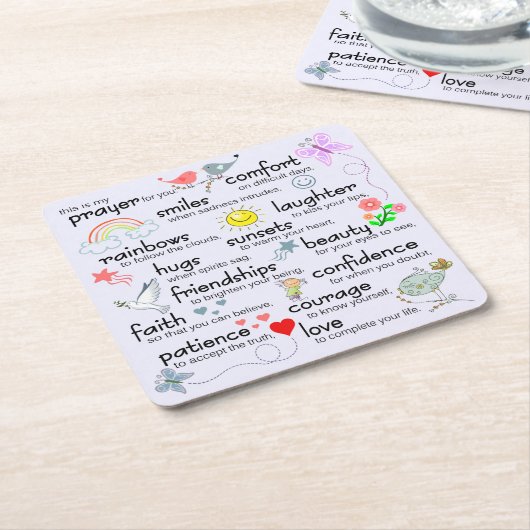 あなたのための私の祈りの言葉 スクエアペーパーコースター (アングル)