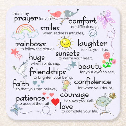 あなたのための私の祈りの言葉 スクエアペーパーコースター (正面)