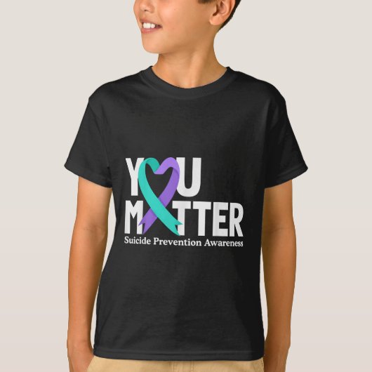 あなたのための自殺予防啓発 ティール+パープル Tシャツ (正面)