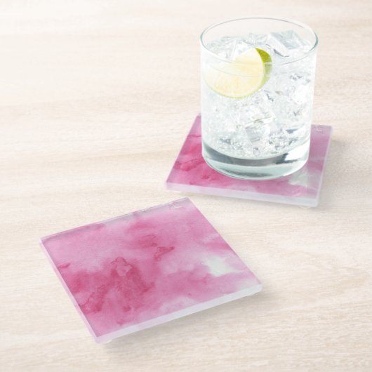 あなたののためのピンクの水彩画の背景 ガラスコースター (アングル)