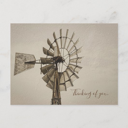 あなたのはがきの風車セピアの考えホイール ポストカード (正面)