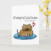 あなたのよいニュース猫のイラストレーションのお祝い カード (黄色い花)