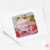 あなたのように愛あなた自身//のいちごのスムージーを食べて下さい スクエアシール (封筒)