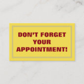 あなたのアポイントメントを忘れないで下さい! 予約カード (正面)
